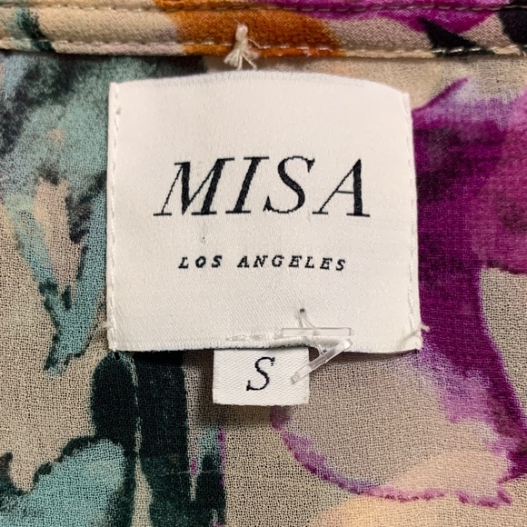 Misa Los Angeles Women’s Floral Tiered Ruffle Blouse Pink Parisian chic Boho S - Picture 7 of 9